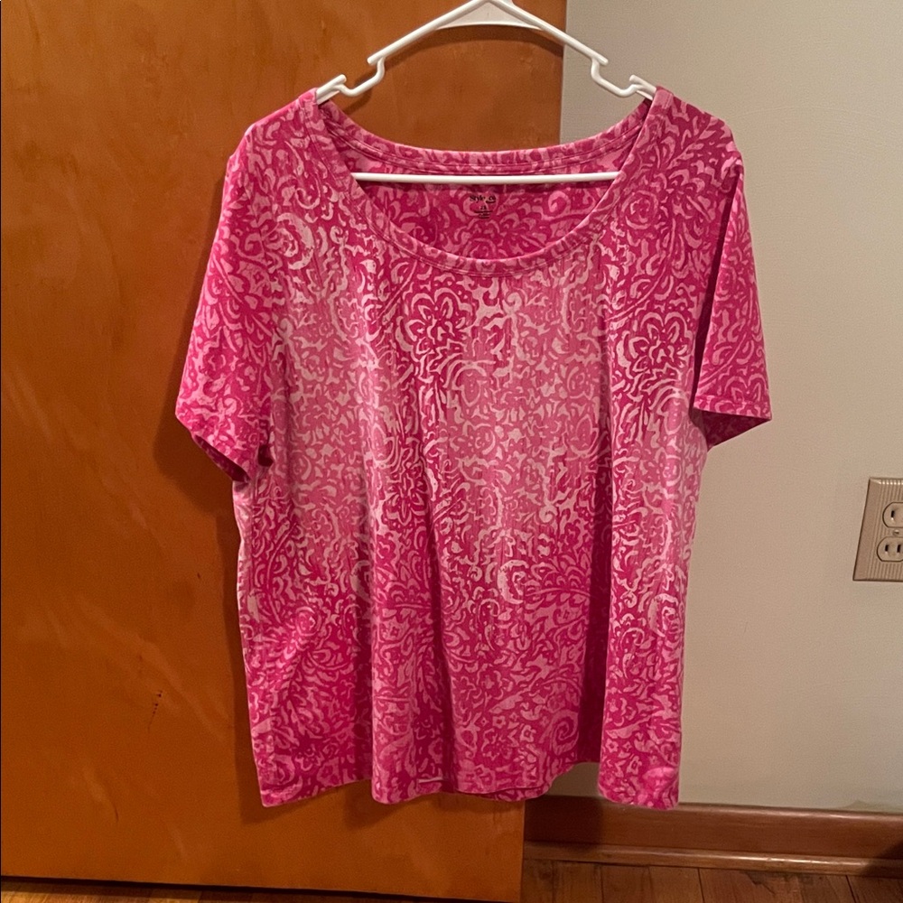 Style & Co. Pink Floral Short Sleeve Top